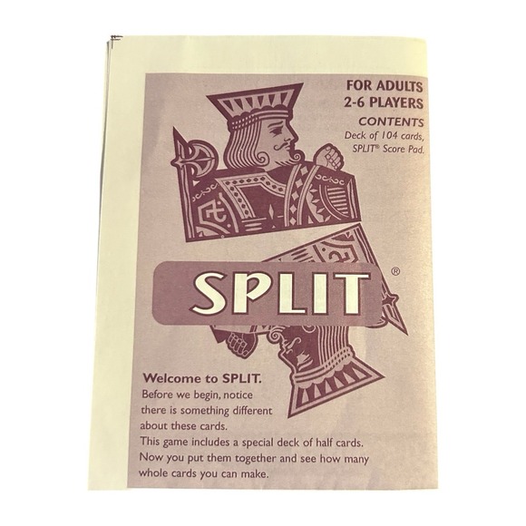 Parker Brothers Vintage Split Card Game 2001 Edition with Instructions - Picture 5 of 12